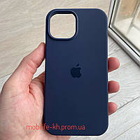 Чехол Silicone case iPhone 15 Midnight Blue ( Силиконовый чехол iPhone 15 с микрофиброй )