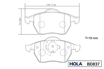 Колодка тормозная передняя (4 шт.) BD837 (FDB969) HOLA