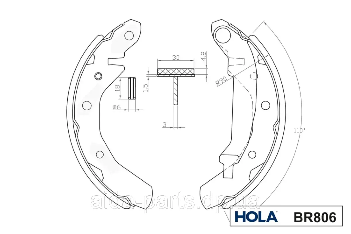 Колодка гальмівна задня (4 шт.) Matis Spark (FSB56)  HOLA (BR806) Матиз Спарк