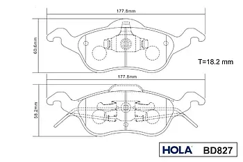 Колодка тормозная передняя (4 шт.) Ford Focus (FDB1318)  HOLA (BD827) Форд Фокус