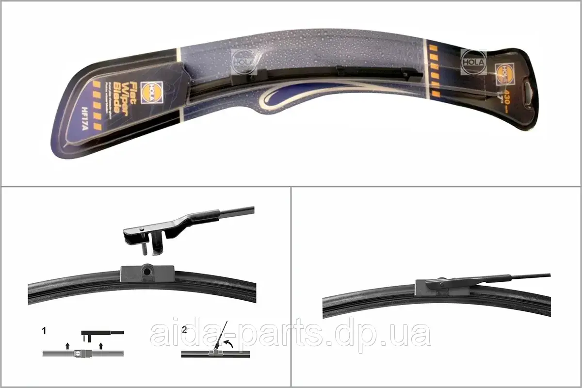 Щітка склоочисника безкаркасна (430 мм) HOLA (HF17A)