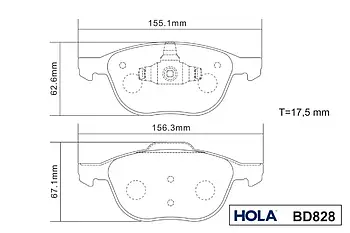 Колодка гальмівна передня (4 шт.) FORD Focus II Mazda3 (FDB1594)  HOLA (BD828) Форд Фокус Мазда 3