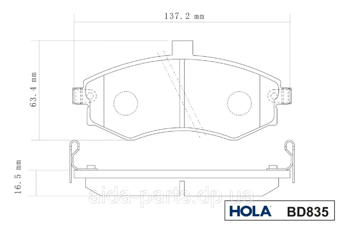 Колодка гальмівна передня (4 шт.) Hyundai Elantra XD (FDB1840) HOLA (BD835) Хюндай Елантра