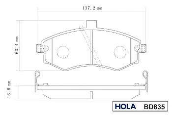 Колодка гальмівна передня (4 шт.) Hyundai Elantra XD (FDB1840) HOLA (BD835) Хюндай Елантра