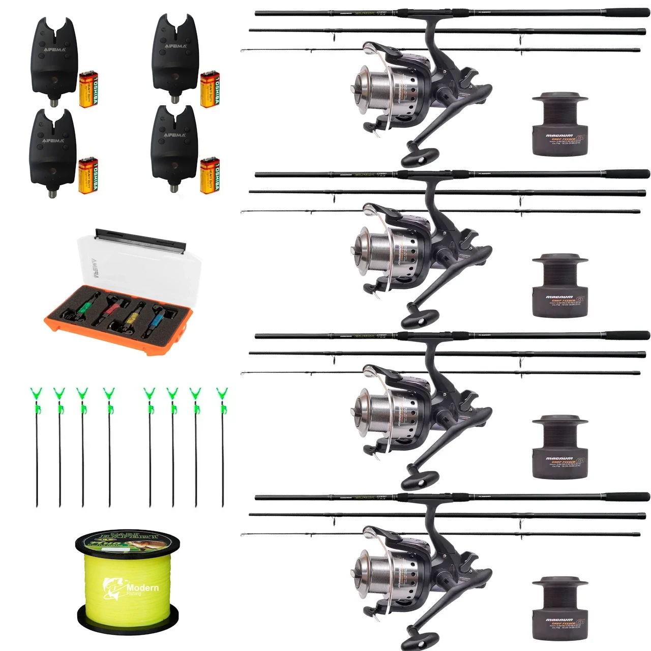 Набор на карпа Удилища Flagman Magnum Black Carp 3.6 м +катушки + Свингера+Сигонізатора + Підставки + ПОДАРУНОК, фото 1