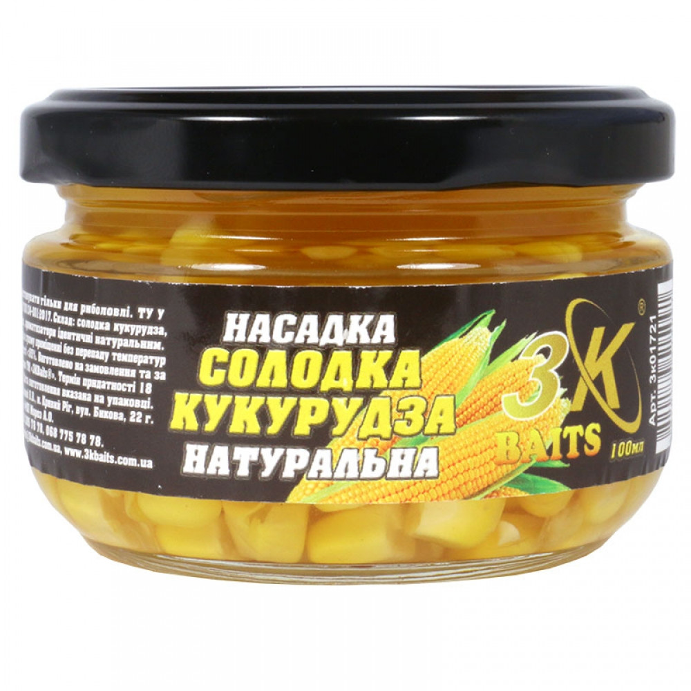 Насадка 3KBaits Солодка кукурудза Premium Натуральна 100 мл (3KB1658), фото 1