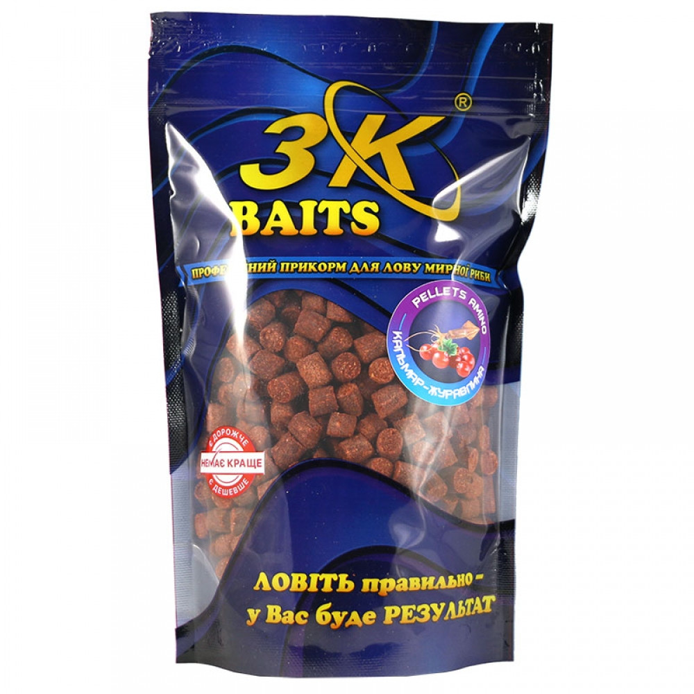 Пеллетс 3KBaits Amino Кальмар-клюква 8 мм 400 г (3KB1685)