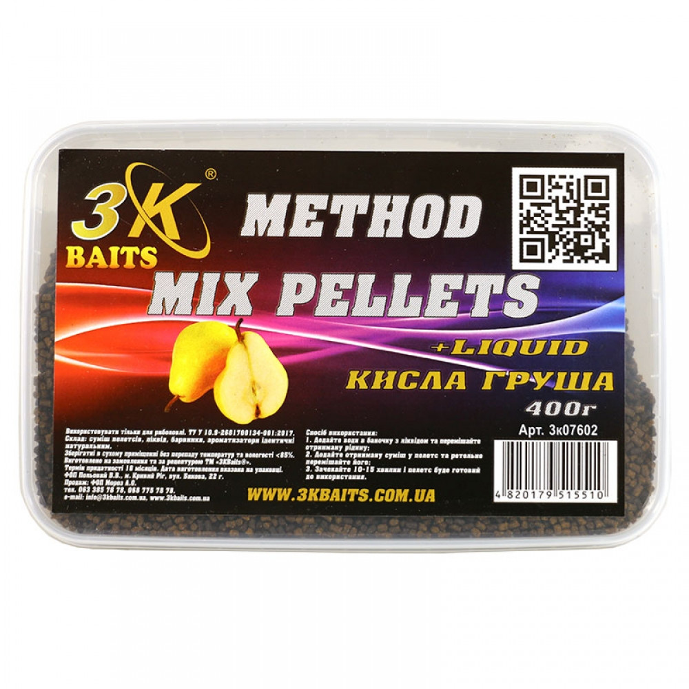 Метод мікс пелетс 3KBaits Кисла груша 400 г (3KB1687)