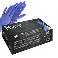 Перчатки нитриловые синие HOFFEN нестерильные текстурированные без пудры размер M