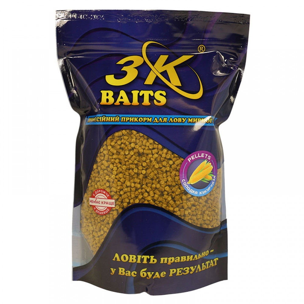 Пеллетс 3KBaits Солодка кукурудза 2 мм 800 г (3KB1737)