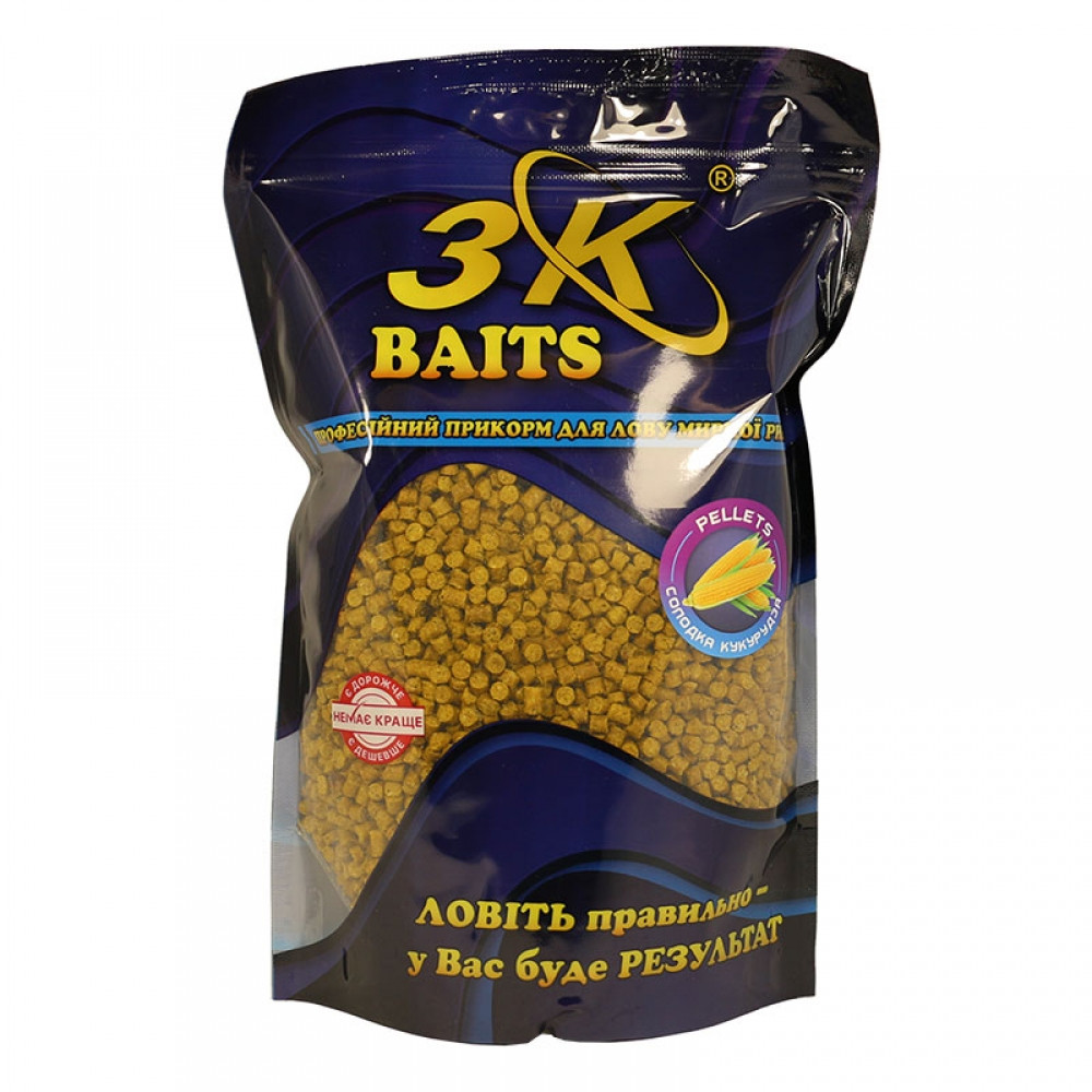 Пеллетс 3KBaits Солодка кукурудза 4 мм 800 г (3KB1738)