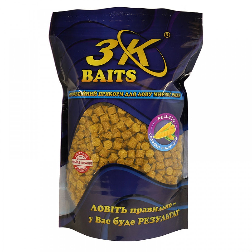 Пеллетс 3KBaits Солодка кукурудза 8 мм 800 г (3KB1740)