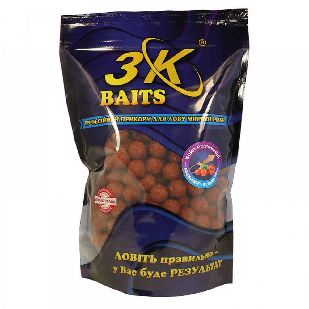 Бойл 3KBaits розчинний пиляльний Кальмар-клюква 16 мм 800 г (3KB1741)