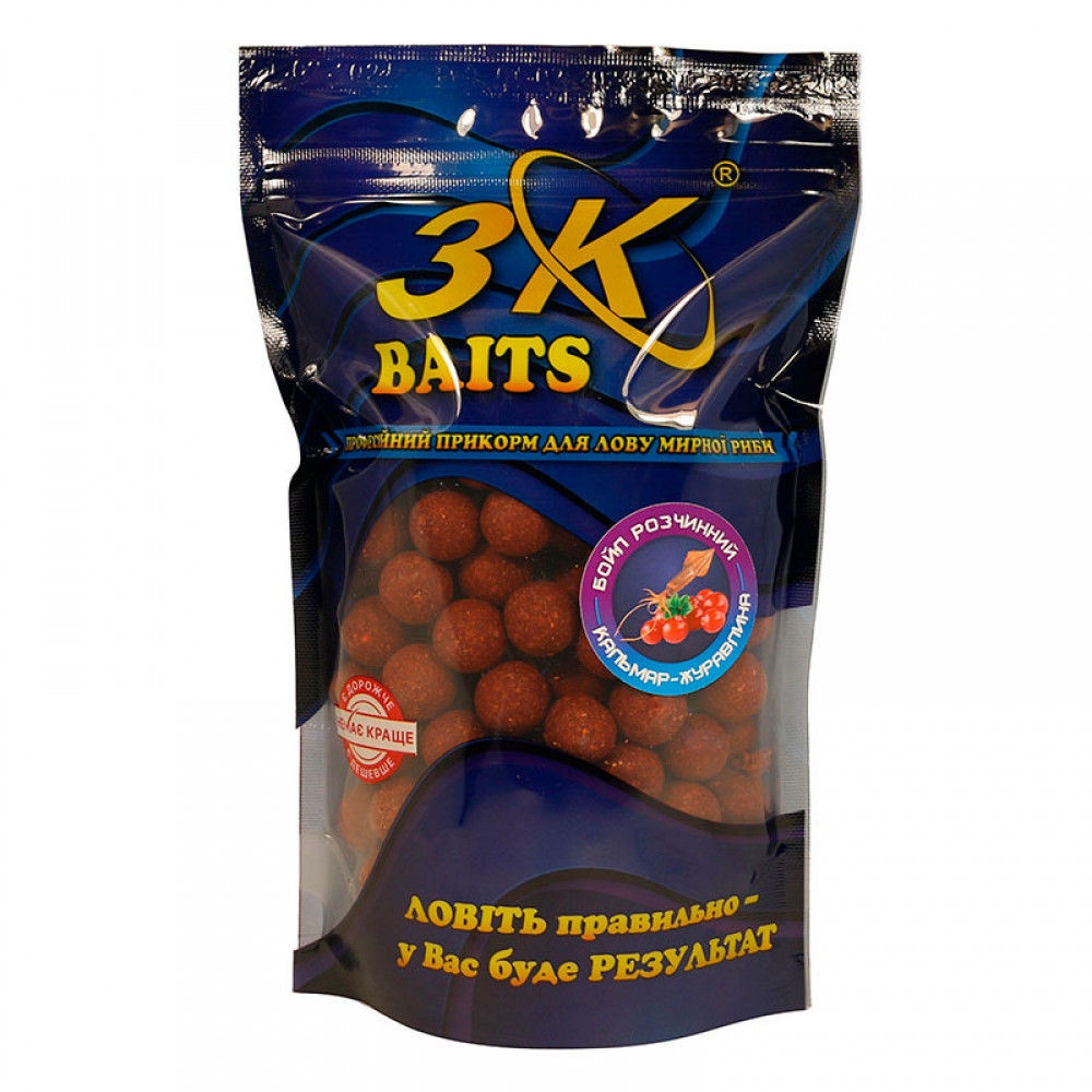 Бойл 3KBaits розчинний пиляльний Кальмар-клюква 16 мм 400 г (3KB1742)