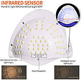 Лампа UV/LED Sun C1 на 288 Вт., з дисплеєм та датчиком руху - для манікюру та педикюру Білий, фото 7