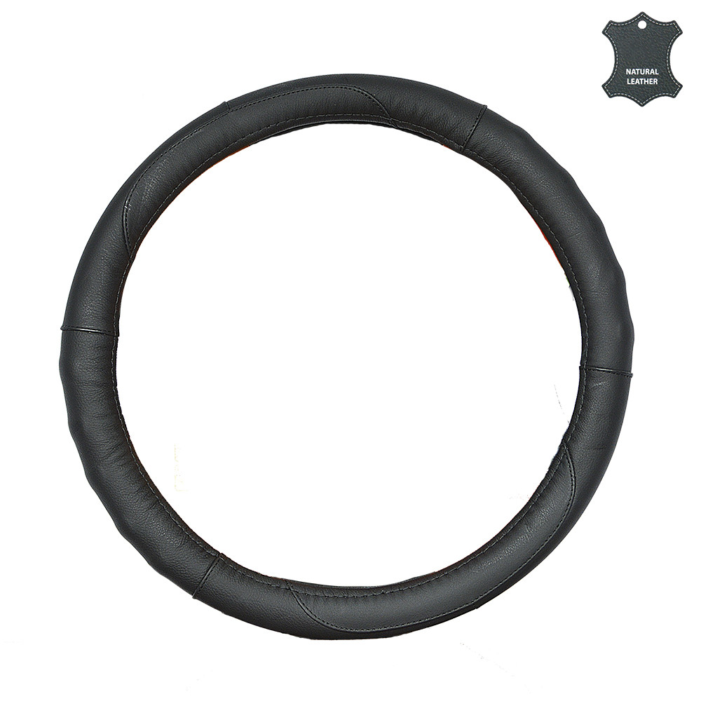 Чохол на кермо 40см L шкіряний чорний з масажером Elegant Plus EL 105 602, фото 1