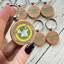 Брелоки з логотипом Дерев'яні Брелоки для готелю, офісів, санаторію з дерева