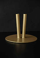 Тримач для двох прапорів у кабінет з металу, золотистий