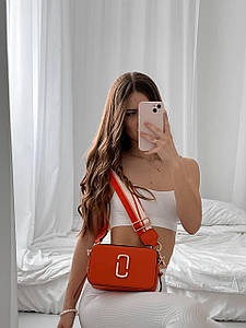 Женская сумка через плечо Marc Jacobs Logo Orange сумочка маленькая для девушки удобная с двумя отделениями