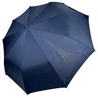 Женский складной зонт полуавтомат на 9 спиц c тисненым принтом Парижа от Frei Regen, темно-синий, FR 03023-6