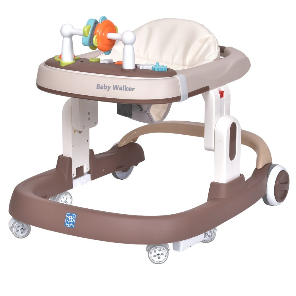 Ходунки дитячі BAMBI (музика, світло, ігрова панель, стопи на колесах) Baby Walker M 5032L-13 Бежевий