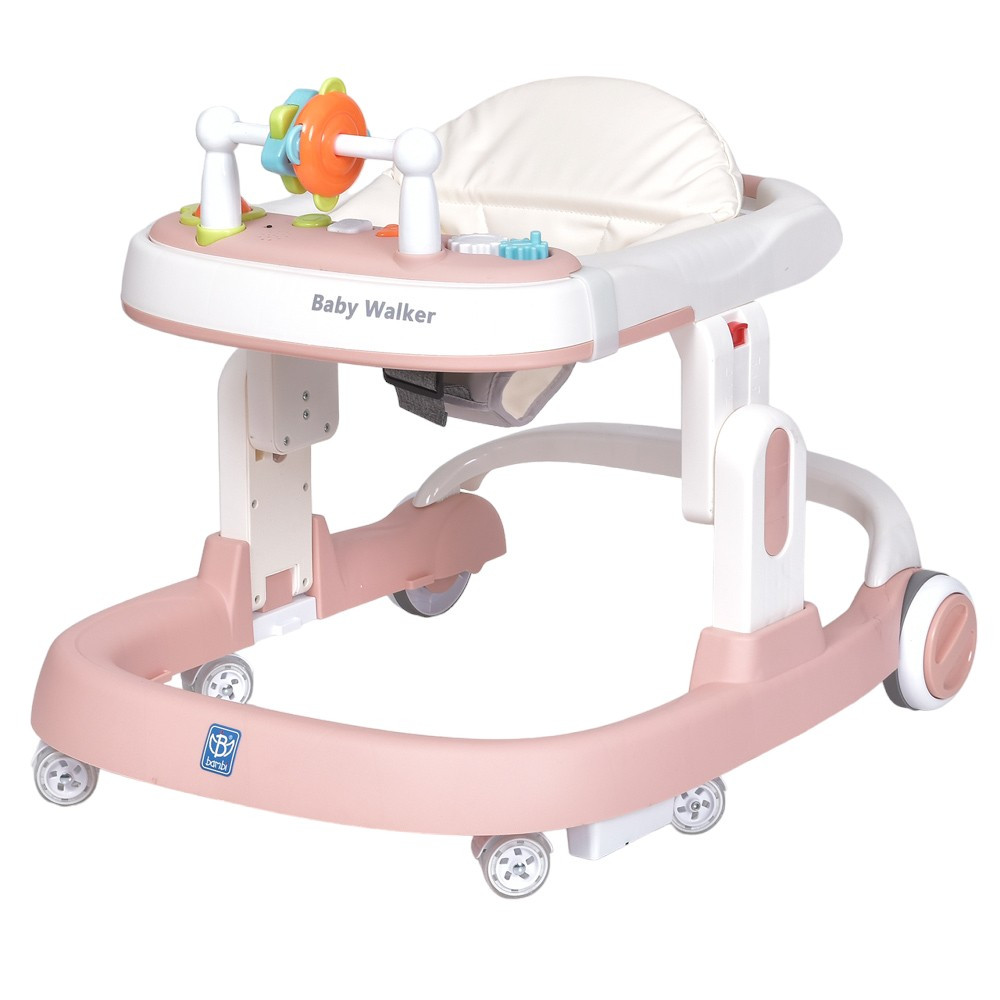 Ходунки дитячі BAMBI (музика, світло, ігрова панель, стопи на колесах) Baby Walker M 5032L-8 Рожеві