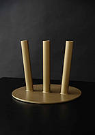 Тримач підлоговий для трьох прапорів у кабінет з металу, золотистий