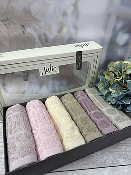 Набір махрових кухонних рушників в подарунковій коробці 6 шт 30/50 см натуральні бавовняні якісні Туреччина