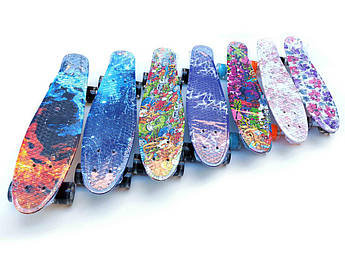 Барвистий дитячий пенні Penny Board скейт від 5 років, світні колеса