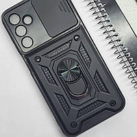 Протиударний чохол з кільцем тримачем шторкой для Samsung Galaxy A15 (Чорний) / чехол на самсунг А15