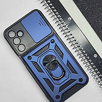 Протиударний чохол з кільцем тримачем шторкой для Samsung Galaxy A15 (Синій) / чехол на самсунг А15