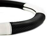 Чохол на кермо М, шкіра "преміум" карбон чорно-білий Elegant Maxi EL 105 229, фото 2