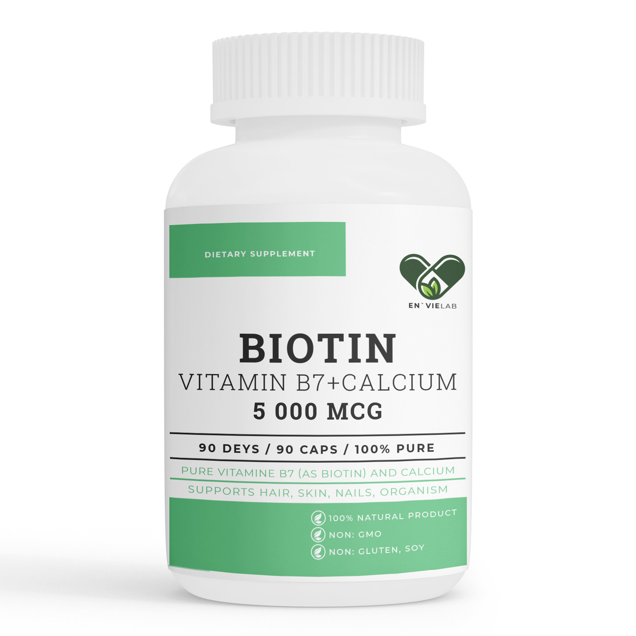 Біотин для спортсменів 5000 мкг. із кальцієм 90 капсул envie lab, фото 1