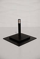 Тримач для одного прапора підлоговий, квадратний в кабінет з металу з нержавійкою 320 мм, чорний