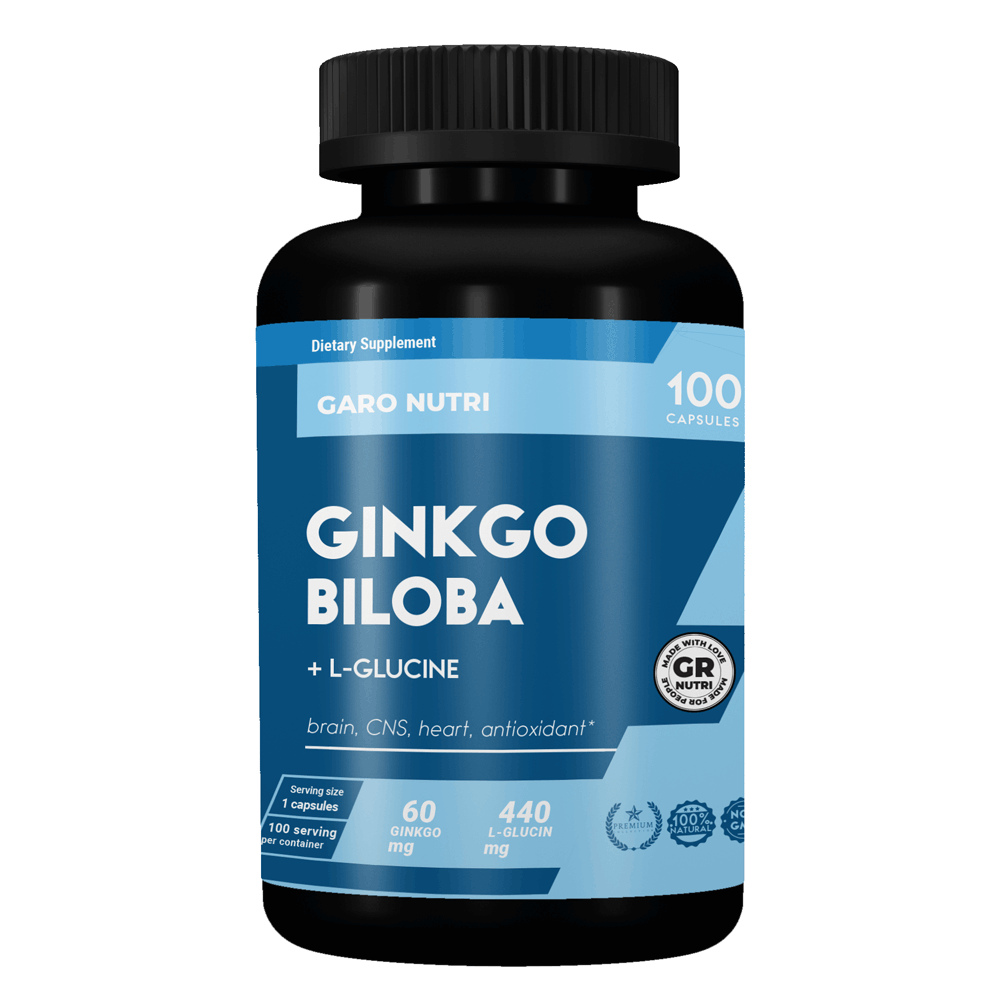 Гінкго Білоба, ( Ginkgo Biloba ) 60 мг. + глицин 100 капс. Garo Nutrition