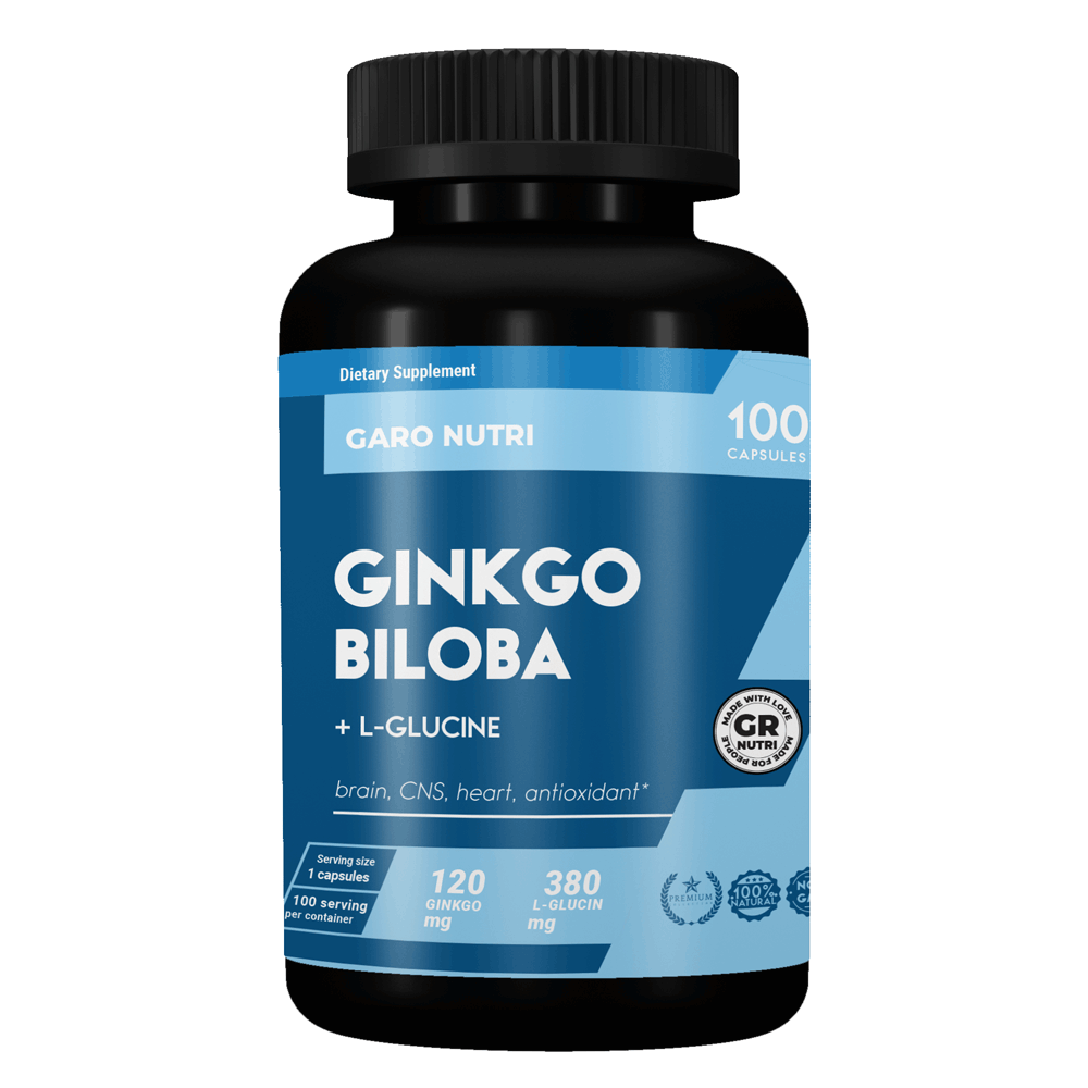 Гінкго Білоба, ( Ginkgo Biloba ) 120 мг. + глицин 100 капс. Garo Nutrition