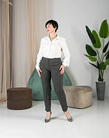 Штани жіночі класичні "Анель" сірому кольору в укороченному пошитті розміри від 46 по 54