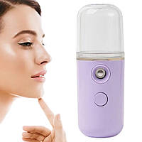 Увлажнитель для кожи лица 30мл с LED подсветкой Nano Mist, Фиолетовый / Ультразвуковой мини увлажнитель воздуха