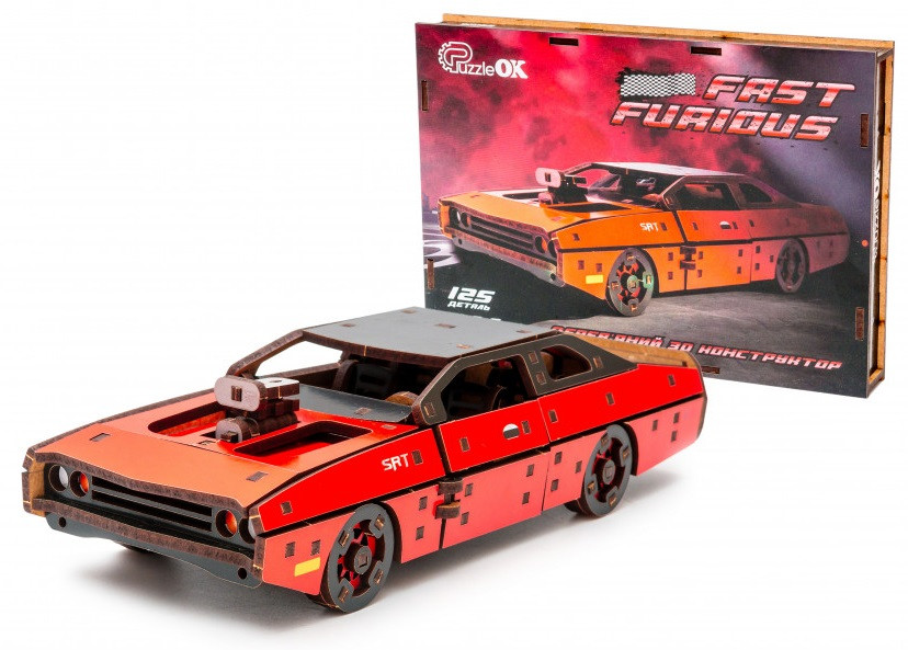 Дерев'яний 3D конструктор Fast Furious (червона), фото 1