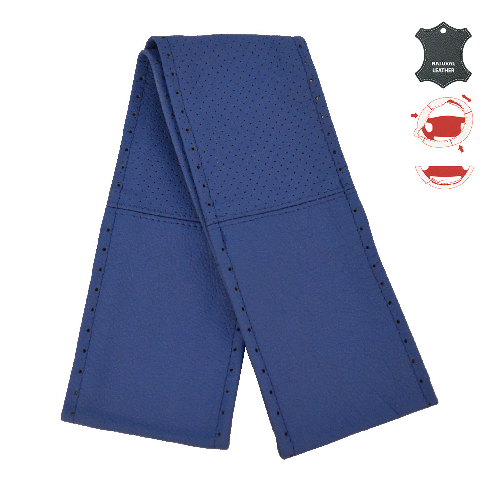 Оплетення керма Elegant шкіра "преміум" колір блакитний-блакитний перфорований розмір M 37-38 см EL 105 057, фото 1