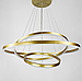Сучасна люстра на три кільця 80+60+40 см у золотистому каркасі, фото 4