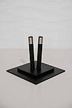 Утримувач для двох прапорів квадратний, метал з нержавійкою в кабінет, чорний, фото 5