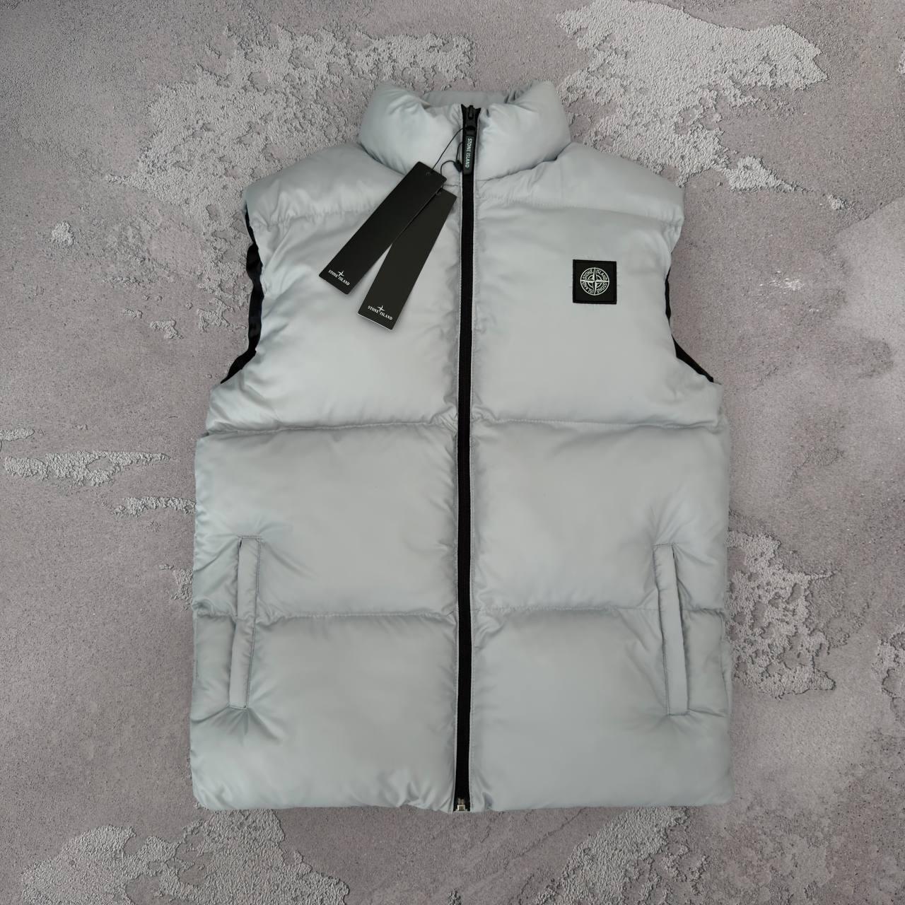 Чоловіча жилетка Stone Island сіра демісезонна весняна осіння | Безрукавка стеганна Стон Айленд