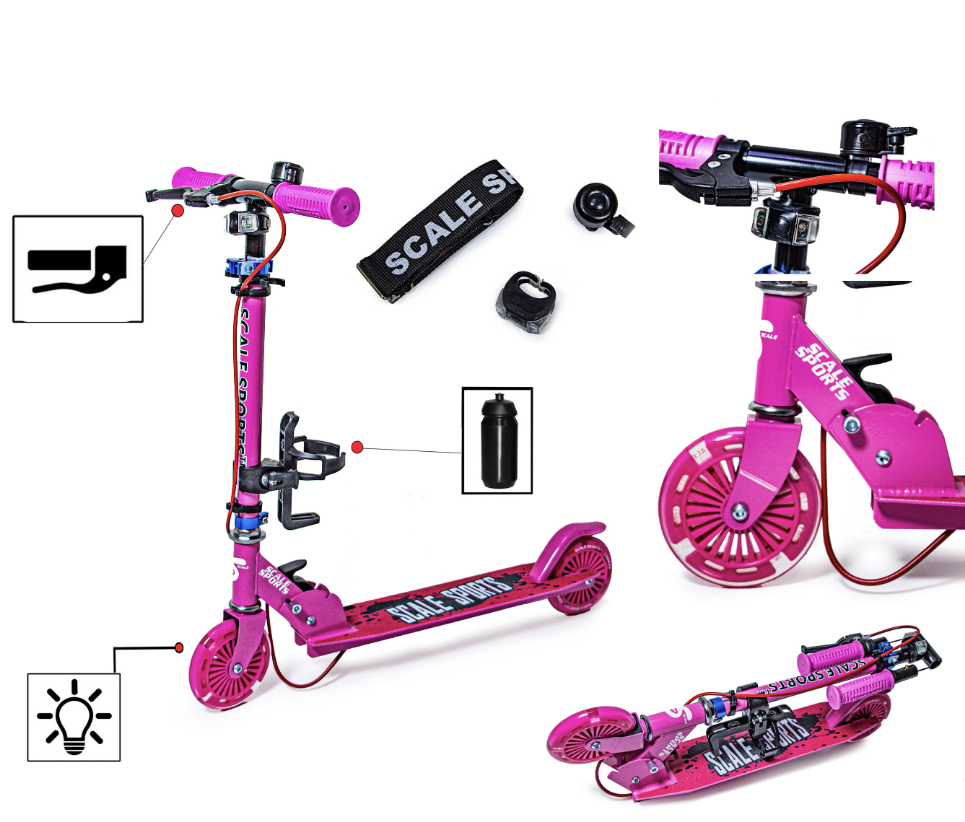Дитячий алюміній складаний самокат "Scooter Scale Sports SS-13 1747169811" (рожевий) 3+.