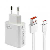 Быстрая зарядка Xiaomi 33W Power adapter suit в комплекте с кабелем Type-C