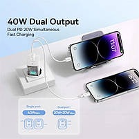 Мережевий зарядний пристрій Baseus GaN5 Pro 40W Type-C+Type-C, White, фото 7
