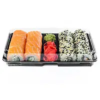 Бокс для суші чорний з прозорою кр. на 2 ділення