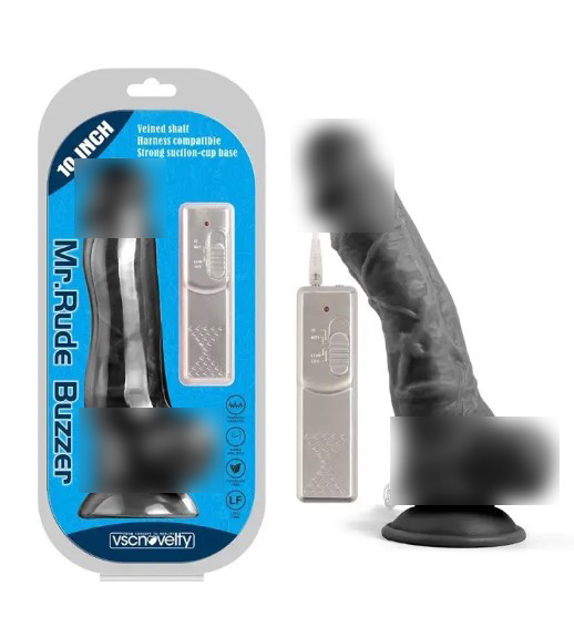 Вібратор на присоску Mr. Rude Buzzer Black 10.0, фото 1