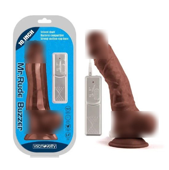 Вібратор на присоску Mr. Rude Buzzer Brown 10.0, фото 1