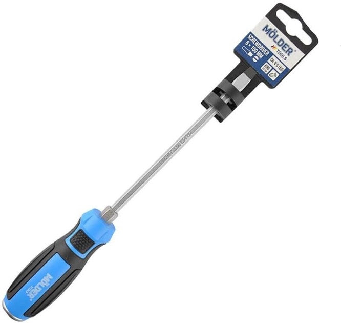 Викрутка  шліцева, ударна з шестигранною опорою Molder, SL6x150mm (12шт/уп)
